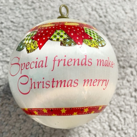 Vintage Christmas Ornament Silk Ball Santa Special Friends Make Christmas - Picture 1 of 6